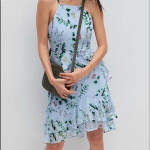 Banana Republic floral ruffle high low dress
